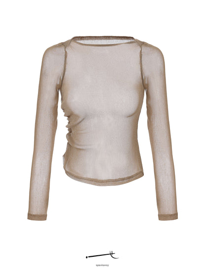 Star-Sheer Fitted Top & Tailored Acetate Trouser Set