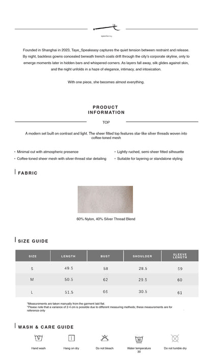 Star-Sheer Fitted Top & Tailored Acetate Trouser Set