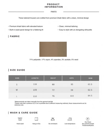 Khaki Wide-Neck Long-Sleeve Top & Waist-Panel Tailored Trouser Set