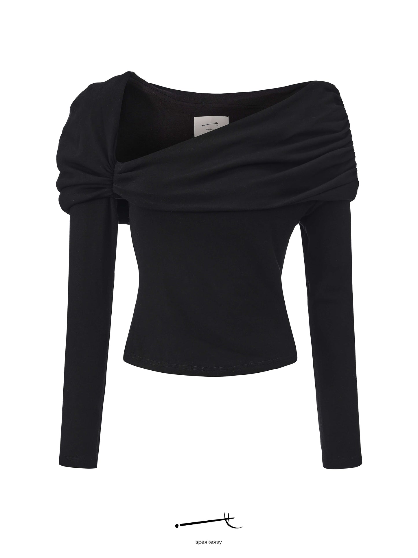 Asymmetrical Pleated Wool Long-Sleeve Top & Midi Skirt Set