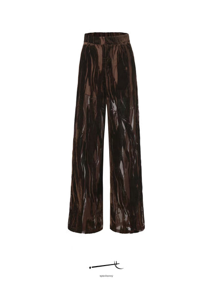 Reversible Wool Knit Cardigan & Burnout Sheer Draped Trouser Set